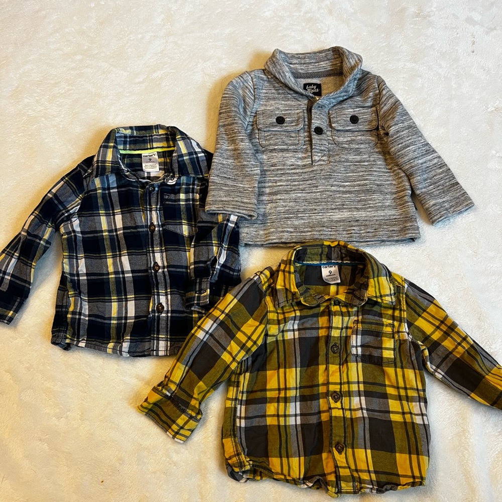 [LOT 18] 9 mo boy button down shirts and sweater